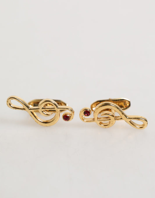 Dolce & Gabbana Gold Musical Note Metal Brass Pin Cufflinks