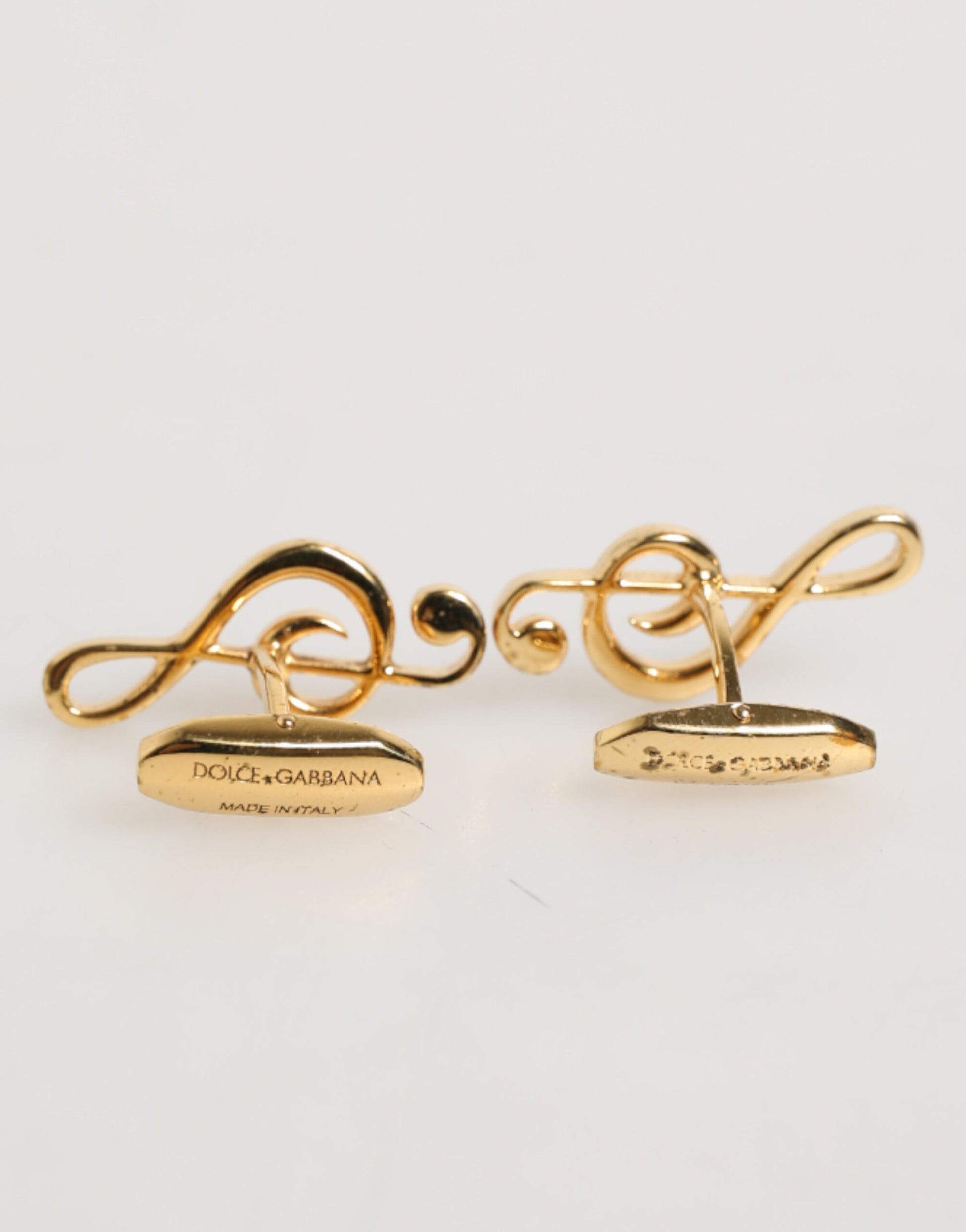 Dolce & Gabbana Gold Musical Note Metal Brass Pin Cufflinks