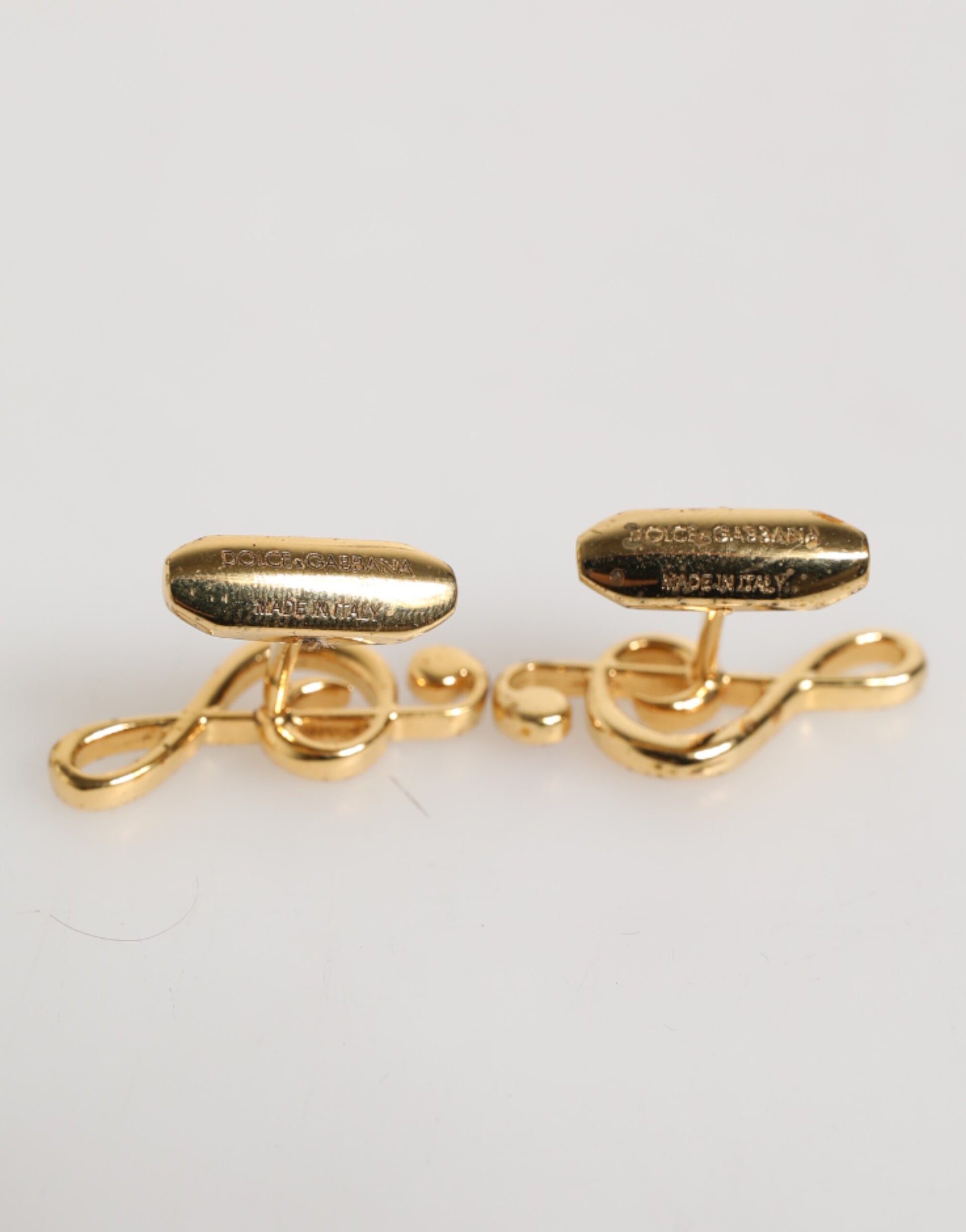 Dolce & Gabbana Gold Musical Note Metal Brass Pin Cufflinks