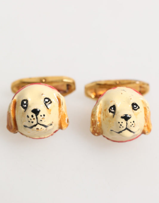 Dolce & Gabbana Brass Gold Tone Dog Puppy Cufflinks