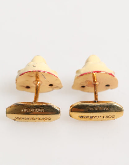 Dolce & Gabbana Brass Gold Tone Dog Puppy Cufflinks