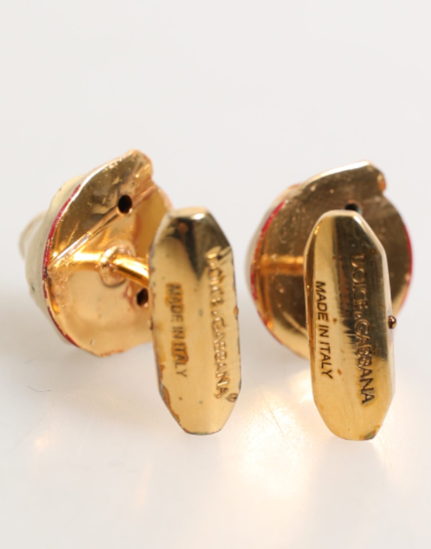 Dolce & Gabbana Brass Gold Tone Dog Puppy Cufflinks