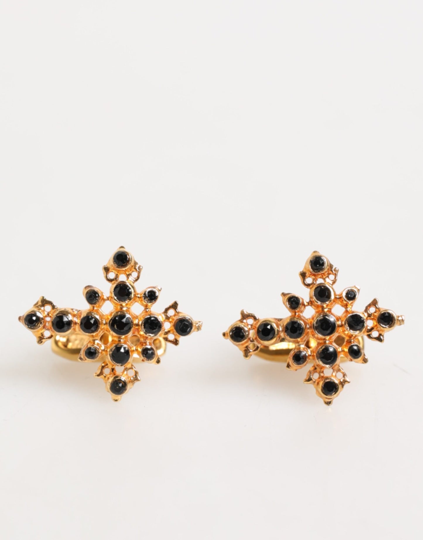 Dolce & Gabbana Gold Tone Brass Cross Crystal Cufflink