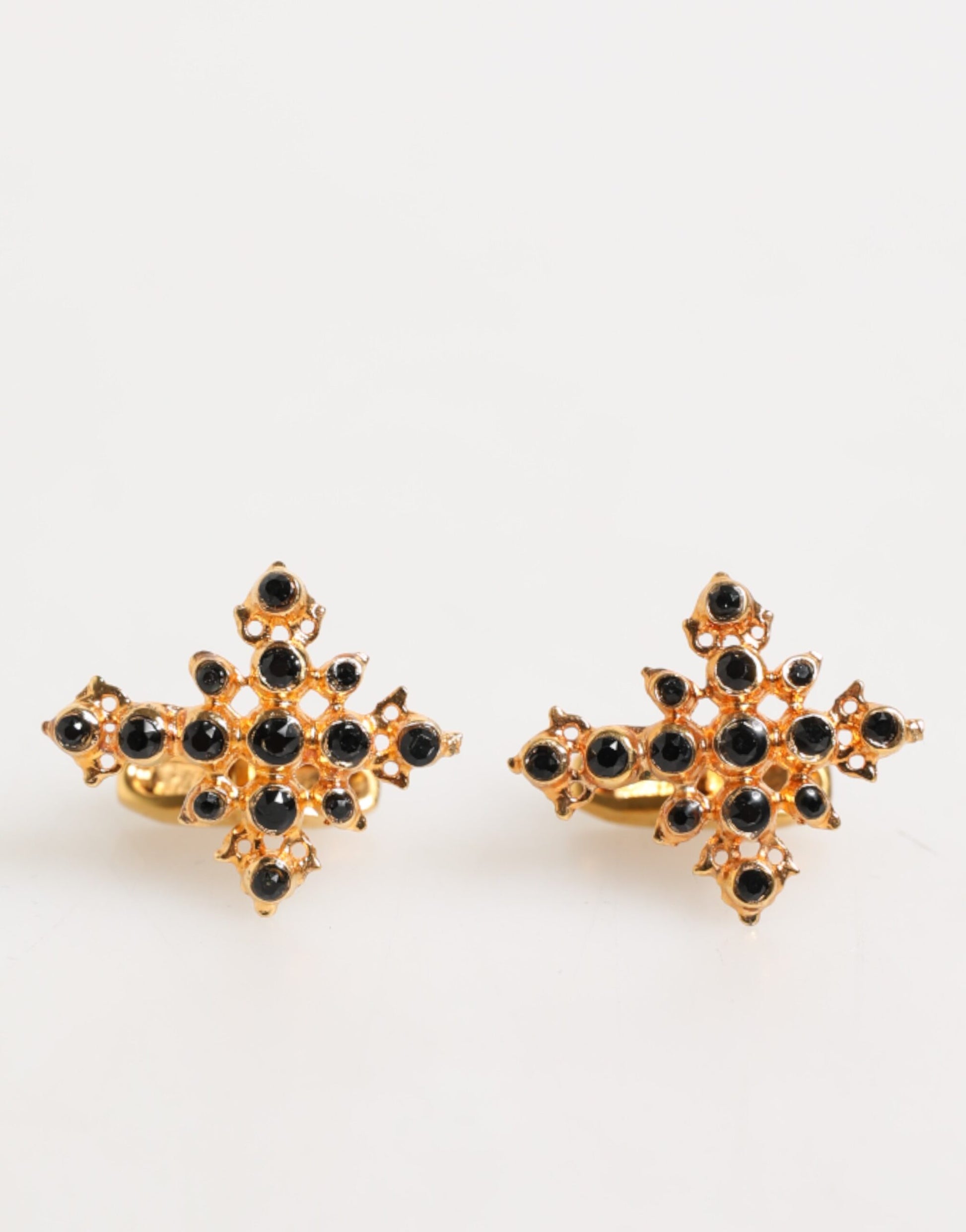 Dolce & Gabbana Gold Tone Brass Cross Crystal Cufflink