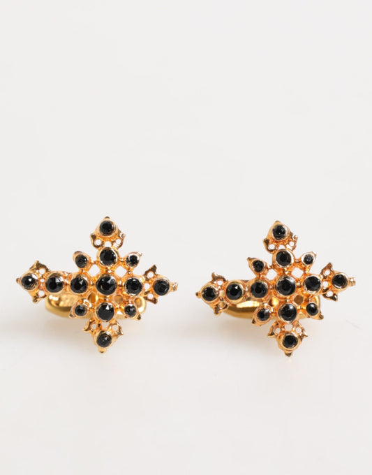 Dolce & Gabbana Gold Tone Brass Cross Crystal Cufflink