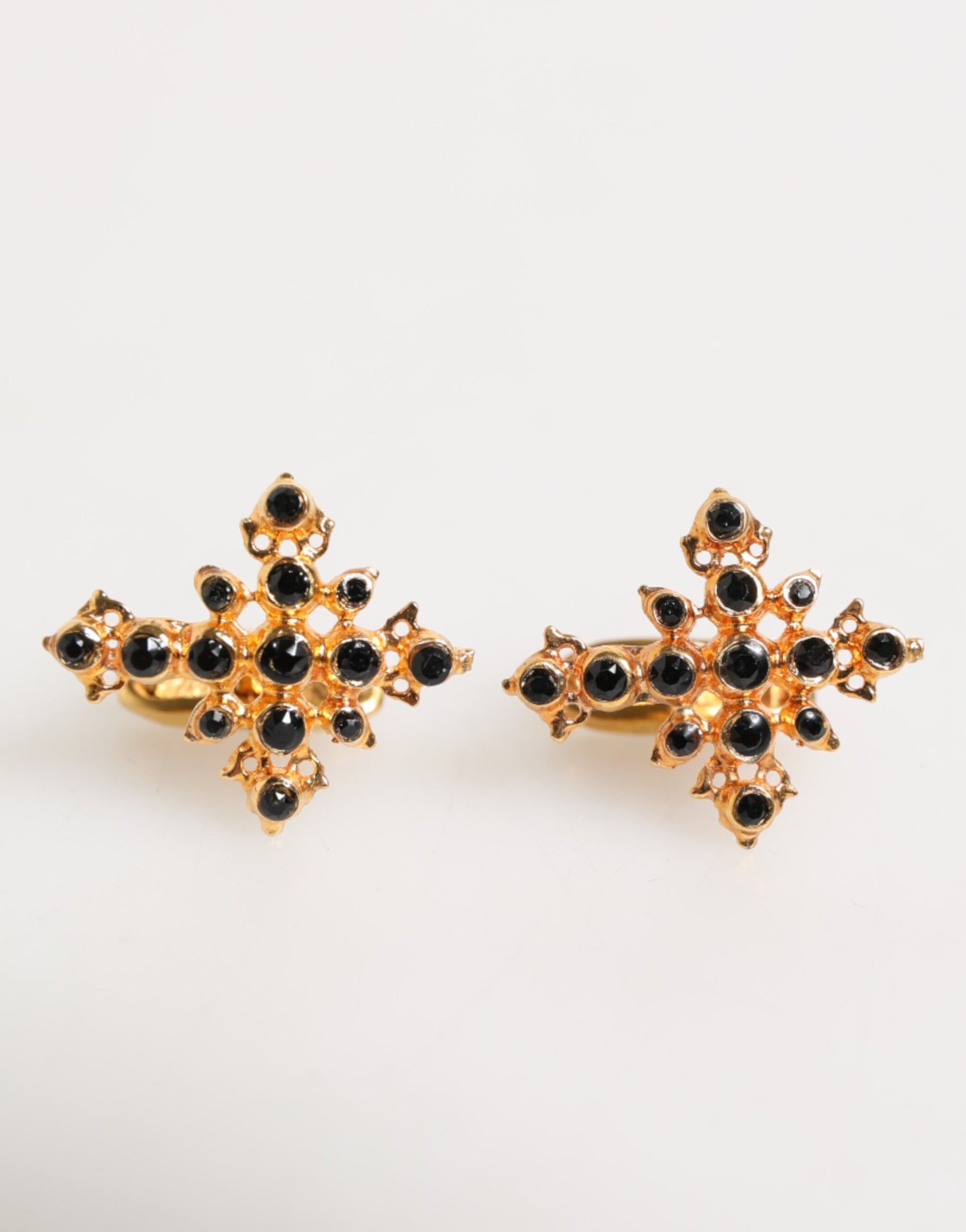 Dolce & Gabbana Gold Tone Brass Cross Crystal Cufflink