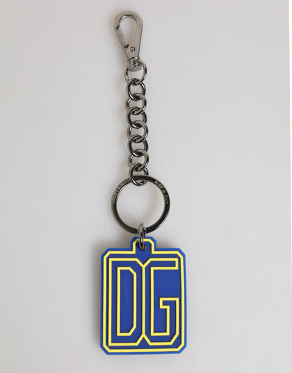 Dolce & Gabbana Blue and Yellow DG Rubber Logo Keychain