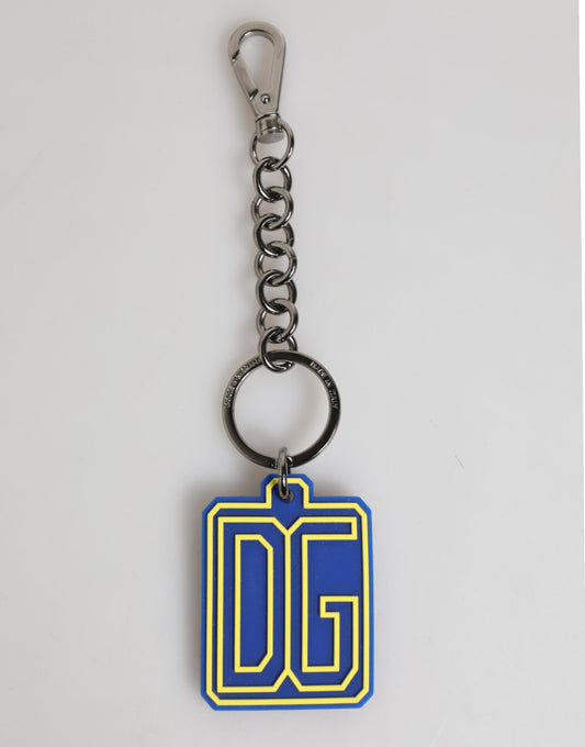 Dolce & Gabbana Blue and Yellow DG Rubber Logo Keychain