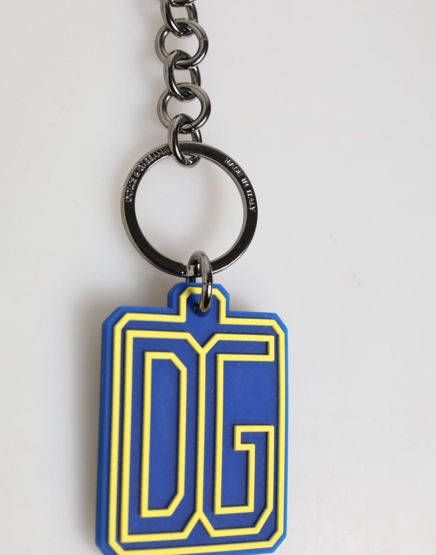 Dolce & Gabbana Blue and Yellow DG Rubber Logo Keychain