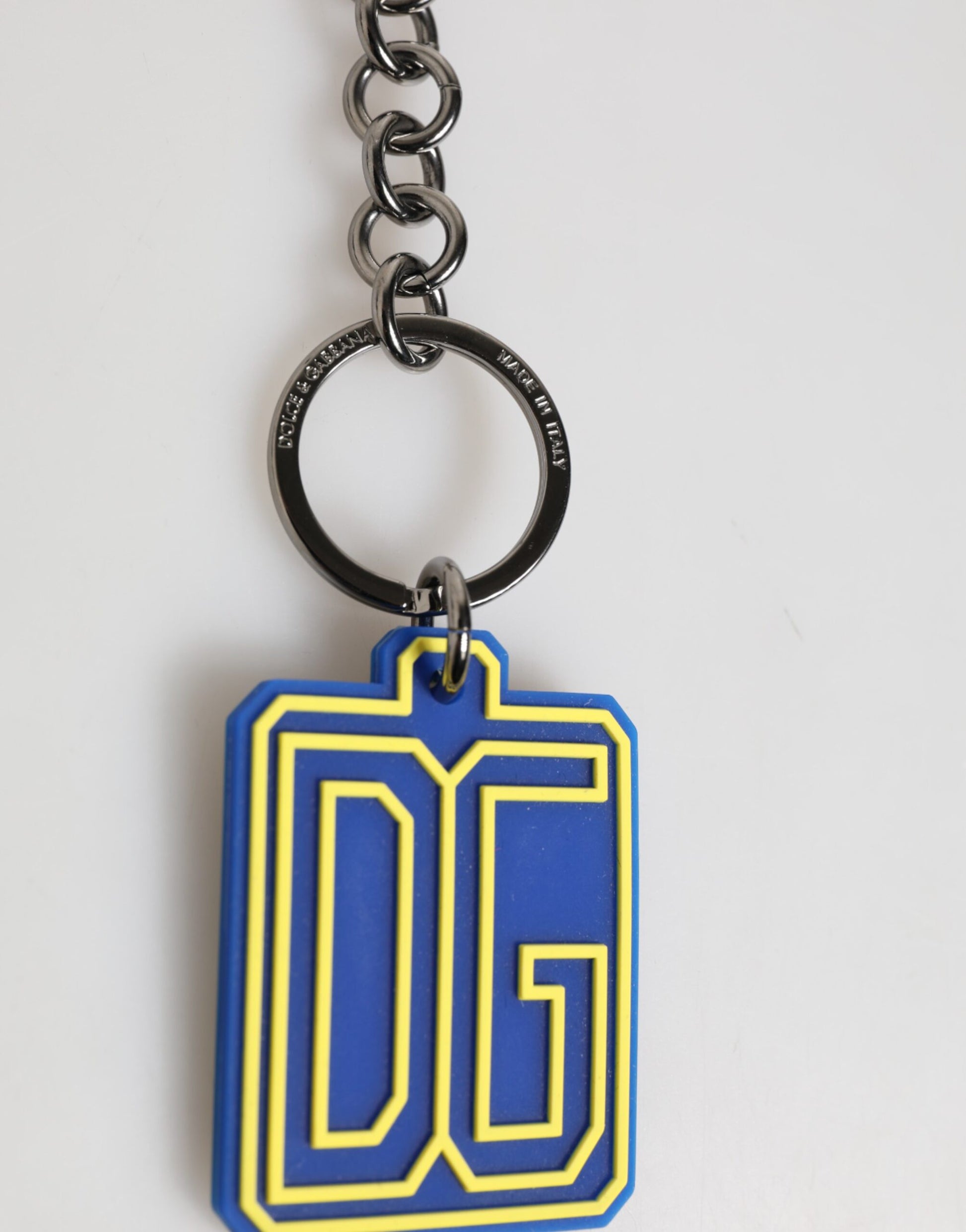 Dolce & Gabbana Blue and Yellow DG Rubber Logo Keychain