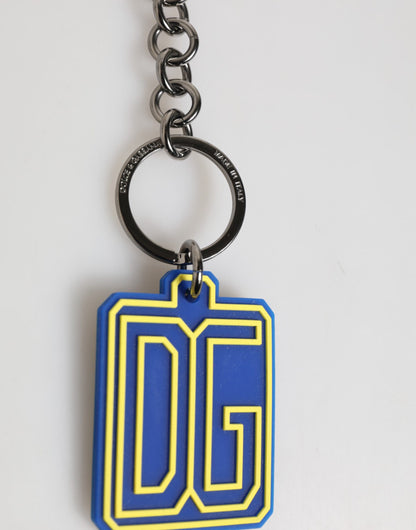 Dolce & Gabbana Blue and Yellow DG Rubber Logo Keychain
