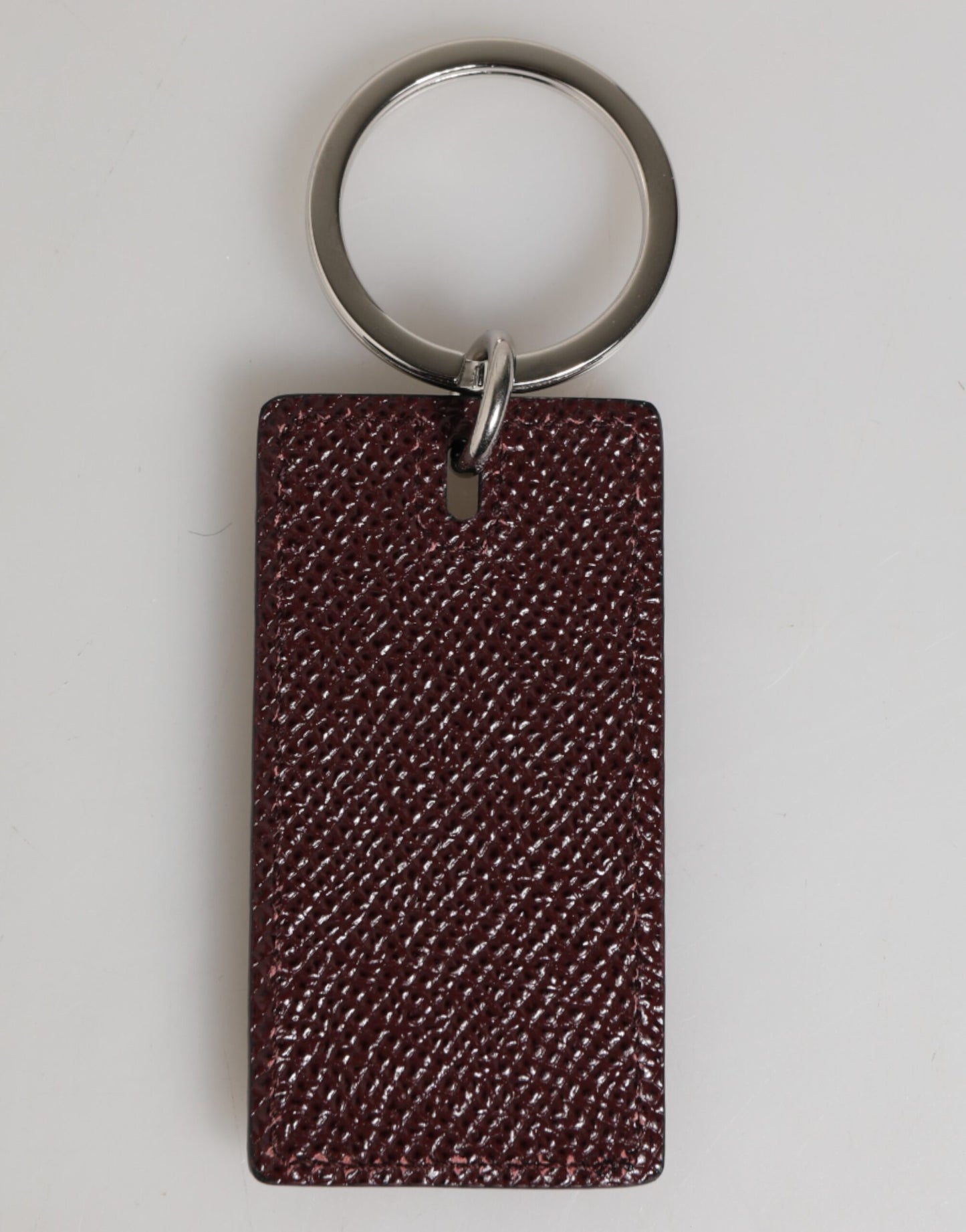 Dolce & Gabbana Dark Brown Leather Logo Metal Ring Keychain