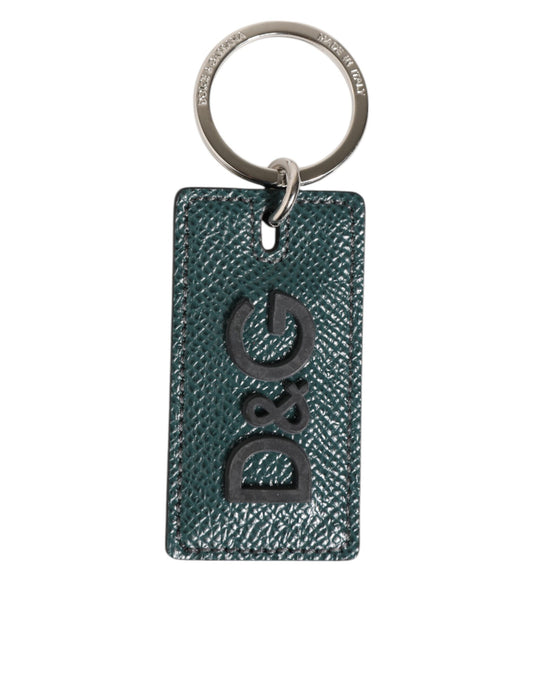 Dolce & Gabbana Army Green Leather Logo Metal Ring Keychain