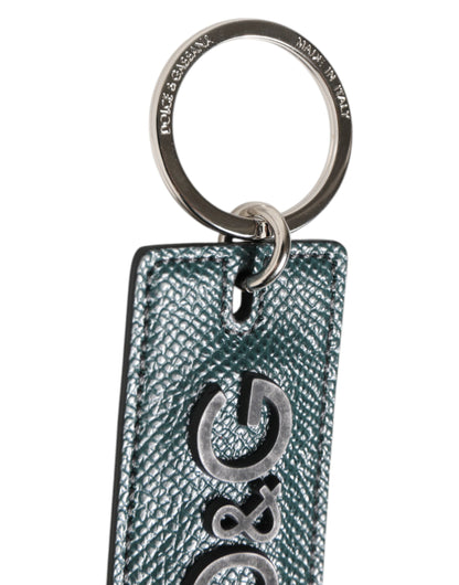 Dolce & Gabbana Army Green Leather Logo Metal Ring Keychain