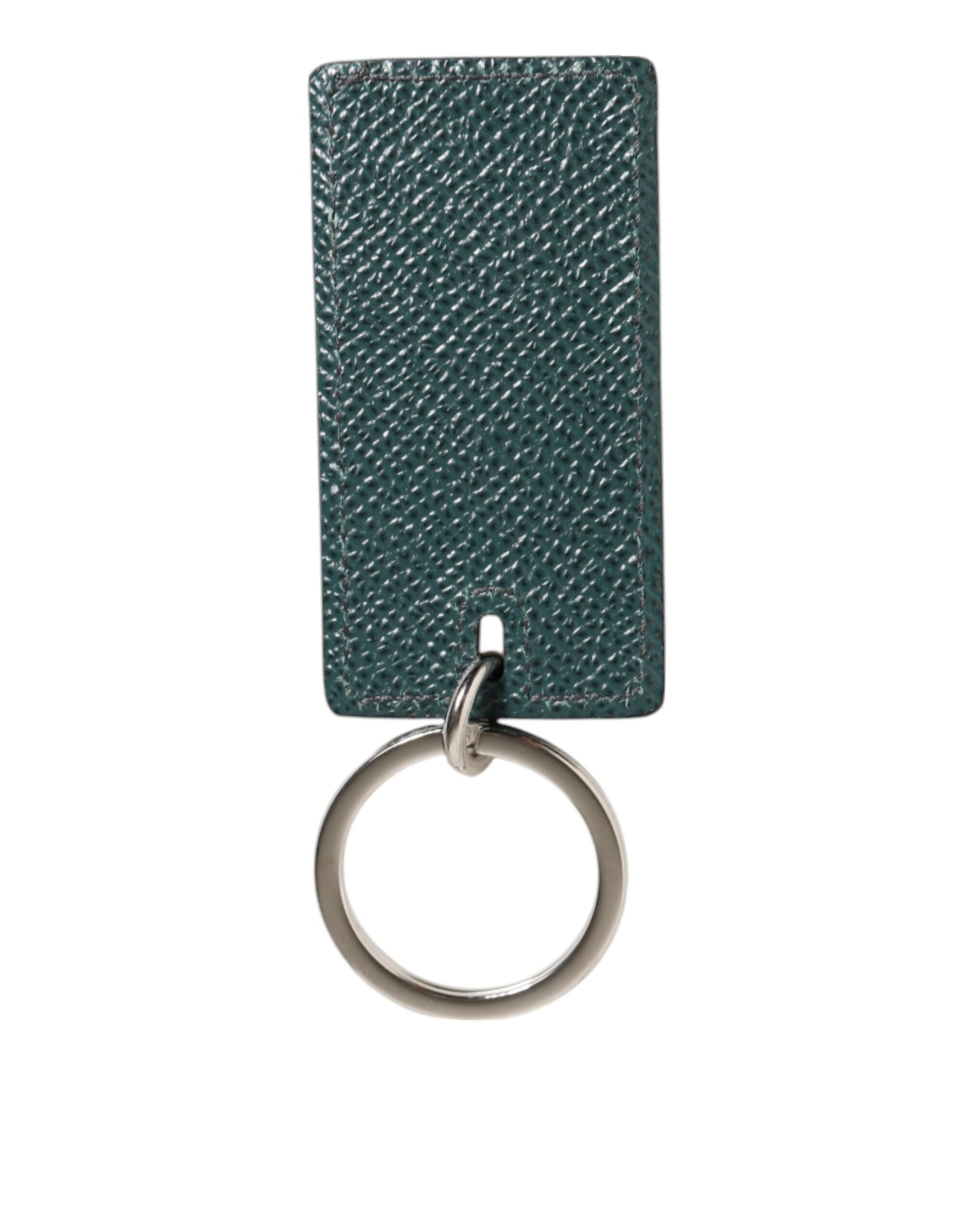 Dolce & Gabbana Army Green Leather Logo Metal Ring Keychain
