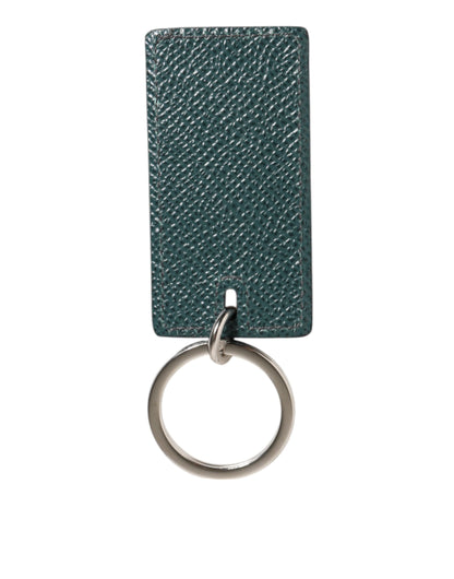 Dolce & Gabbana Army Green Leather Logo Metal Ring Keychain