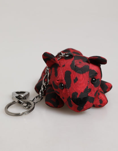 Dolce & Gabbana Red and Black Polyester Animal Silhouette Keychain