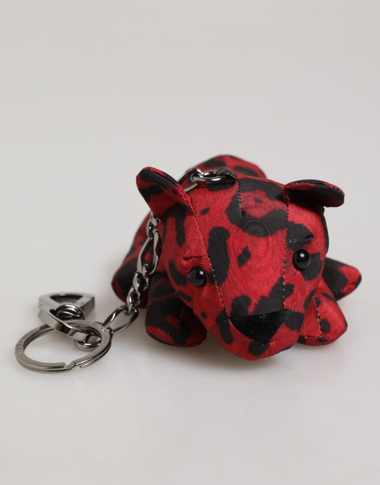 Dolce & Gabbana Red and Black Polyester Animal Silhouette Keychain