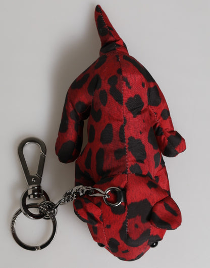 Dolce & Gabbana Red and Black Polyester Animal Silhouette Keychain