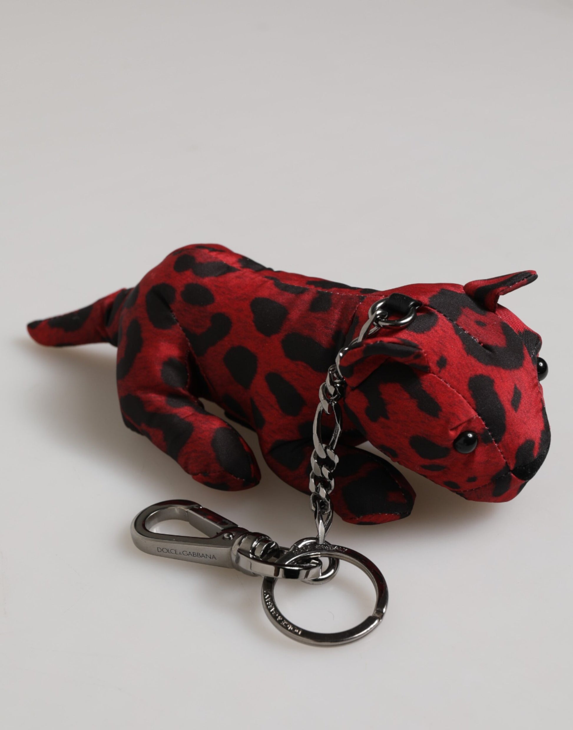 Dolce & Gabbana Red and Black Polyester Animal Silhouette Keychain