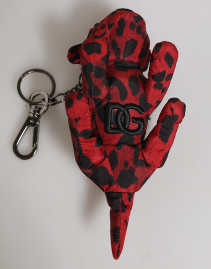 Dolce & Gabbana Red and Black Polyester Animal Silhouette Keychain