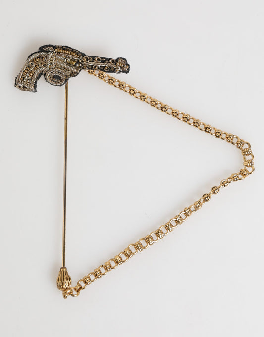 Dolce & Gabbana Vintage-Style Revolver Lapel Pin Brooch for Men