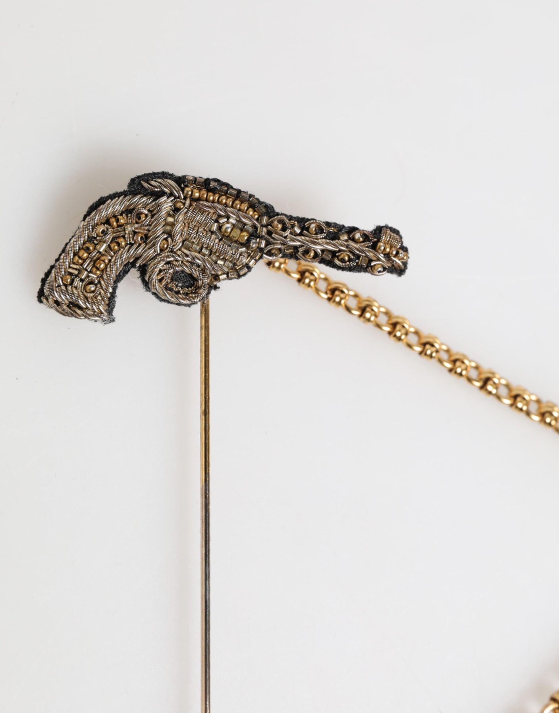 Dolce & Gabbana Vintage-Style Revolver Lapel Pin Brooch for Men