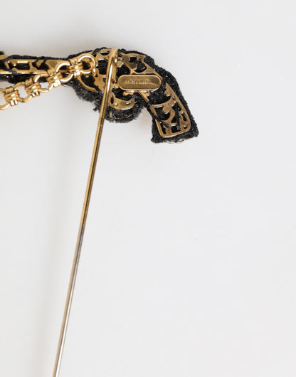 Dolce & Gabbana Vintage-Style Revolver Lapel Pin Brooch for Men