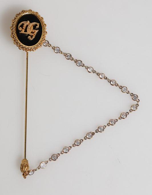 Dolce & Gabbana Lapel Pin DG Logo Gold Chain Mens Brooch