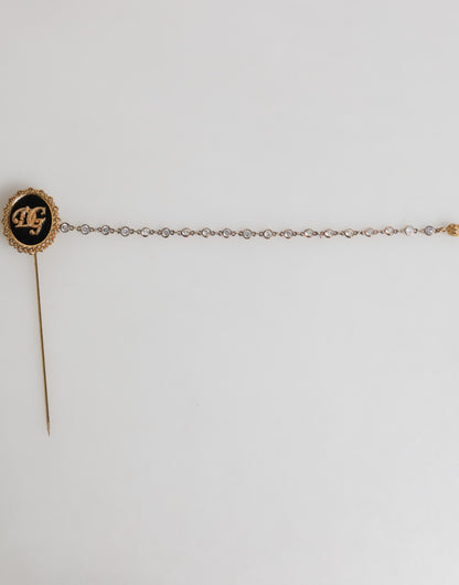 Dolce & Gabbana Lapel Pin DG Logo Gold Chain Mens Brooch