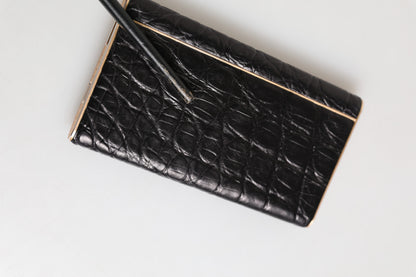 Dolce & Gabbana Black Leather Exotic Skin 3000mAh Power Bank Charger USB