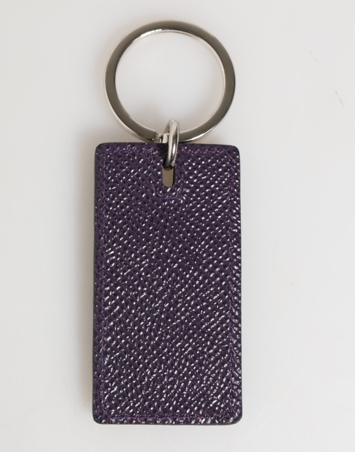 Dolce & Gabbana Violet Leather Logo Metal Ring Keychain