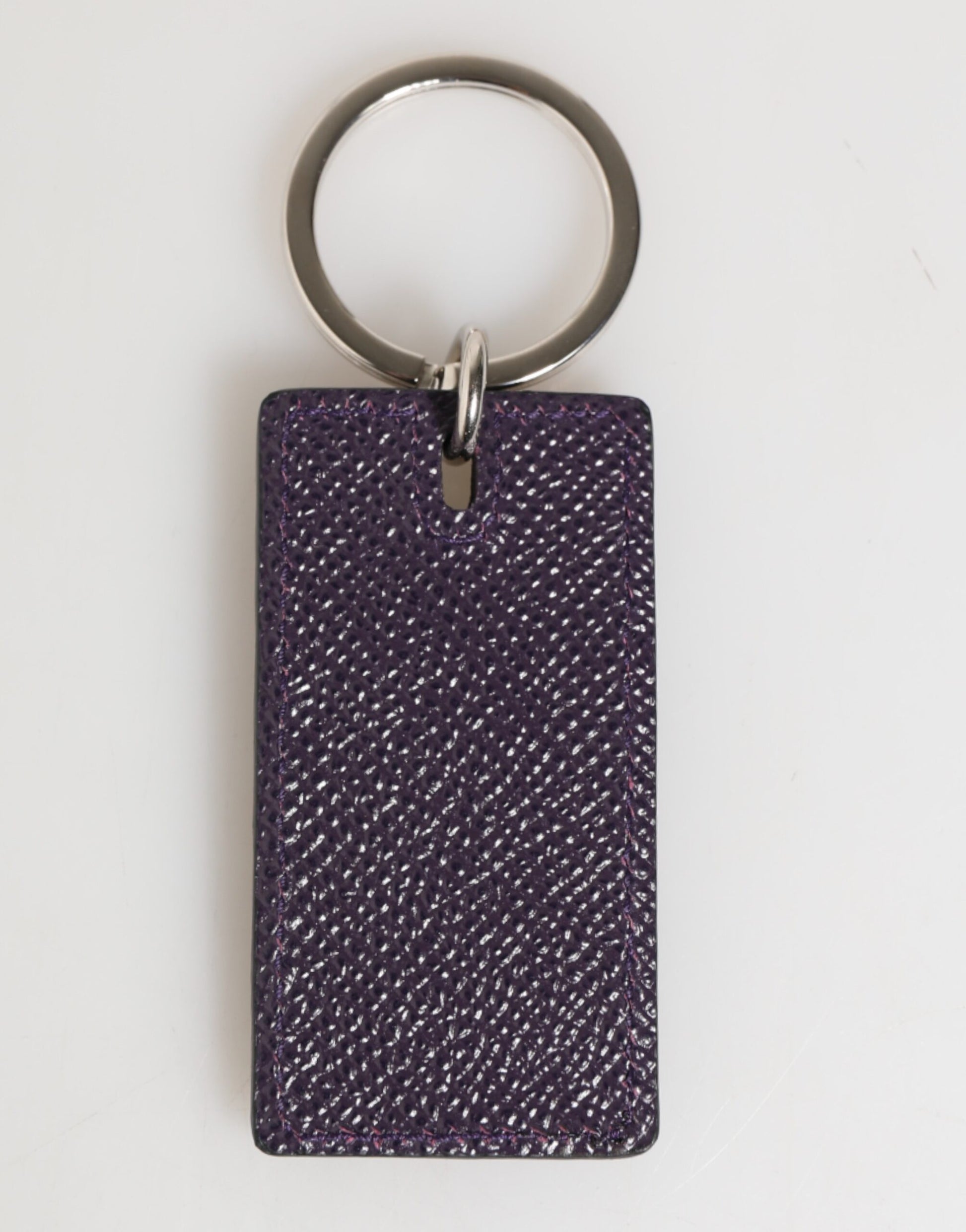 Dolce & Gabbana Violet Leather Logo Metal Ring Keychain
