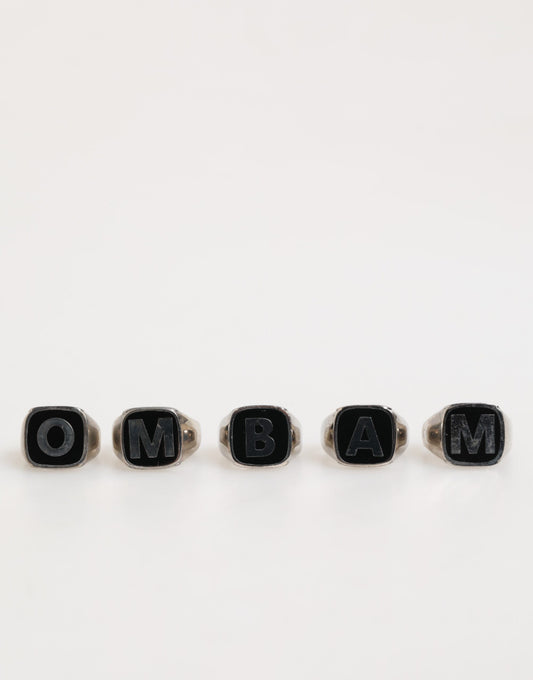 Dolce & Gabbana Silver Tone Brass Lettering Set of 5 Adjustable Rings
