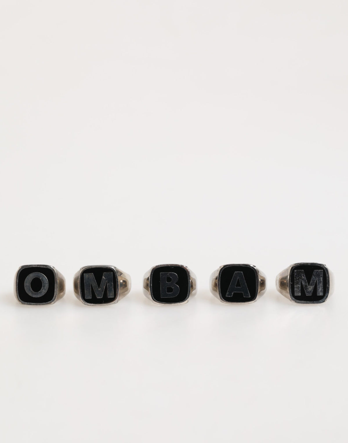 Dolce & Gabbana Silver Tone Brass Lettering Set of 5 Adjustable Rings