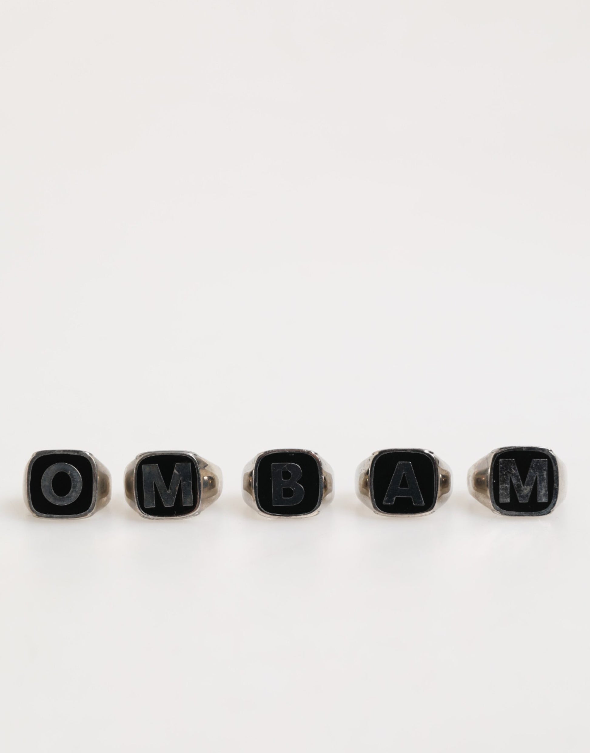 Dolce & Gabbana Silver Tone Brass Lettering Set of 5 Adjustable Rings