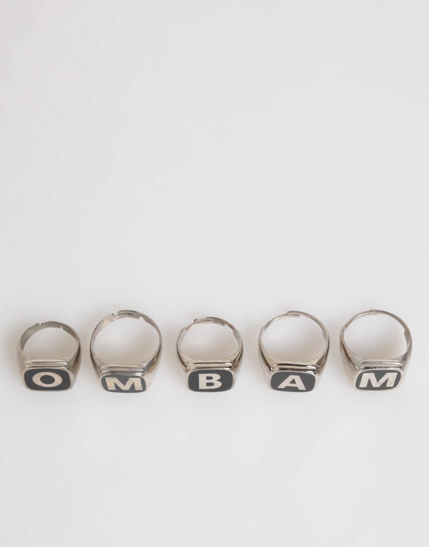 Dolce & Gabbana Silver Tone Brass Lettering Set of 5 Adjustable Rings