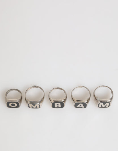 Dolce & Gabbana Silver Tone Brass Lettering Set of 5 Adjustable Rings