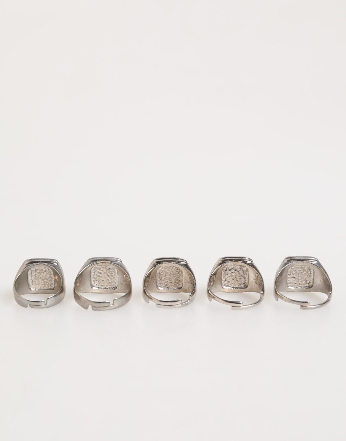 Dolce & Gabbana Silver Tone Brass Lettering Set of 5 Adjustable Rings