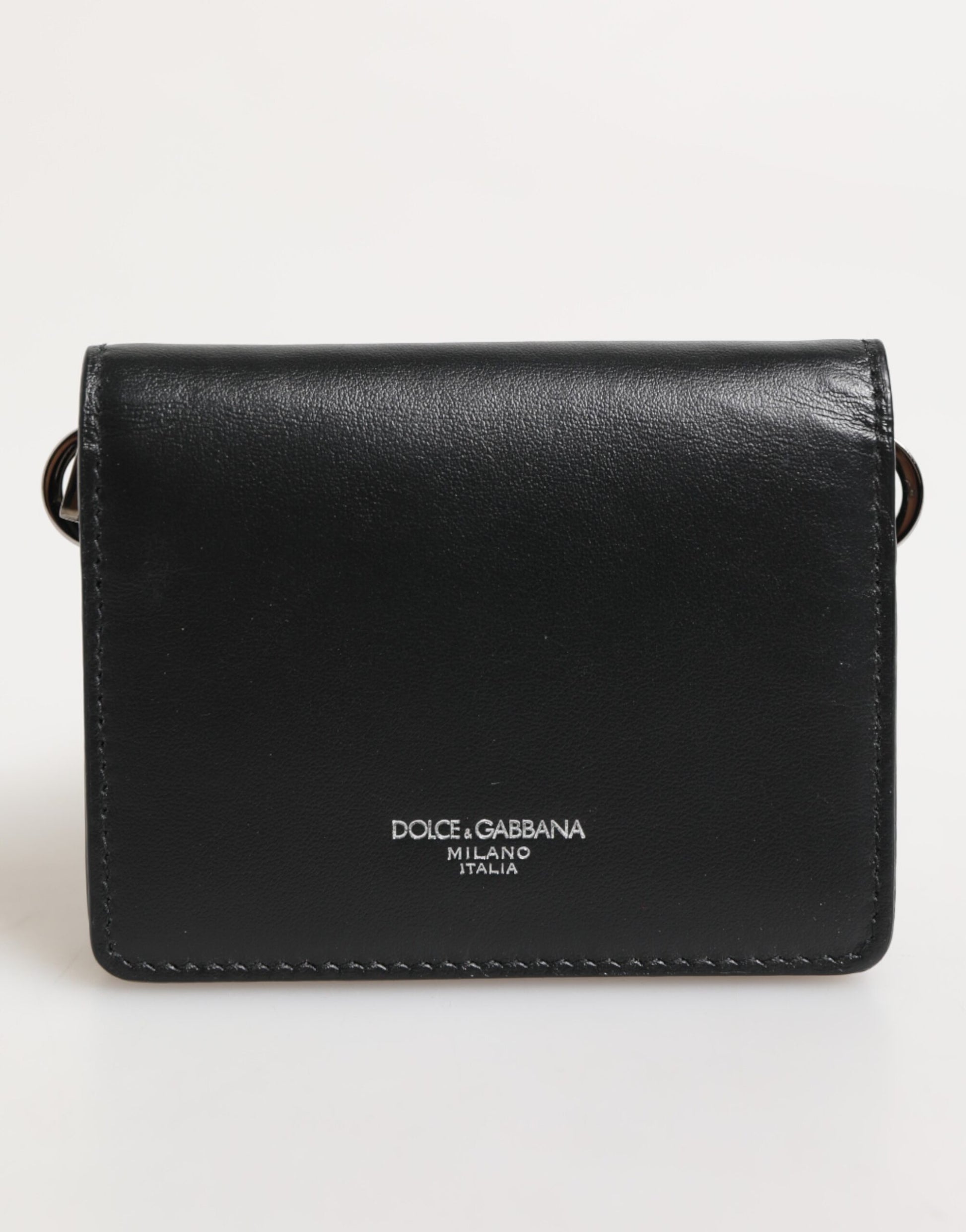 Dolce & Gabbana Black Leather DG Logo Bifold Card Holder for Men
