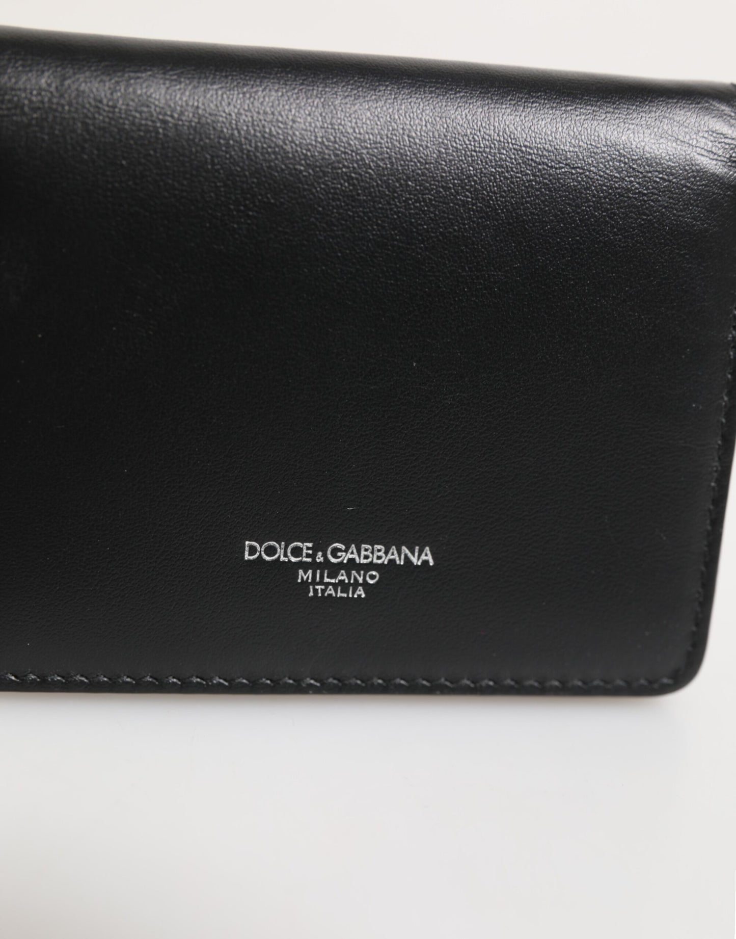 Dolce & Gabbana Black Leather DG Logo Bifold Card Holder for Men
