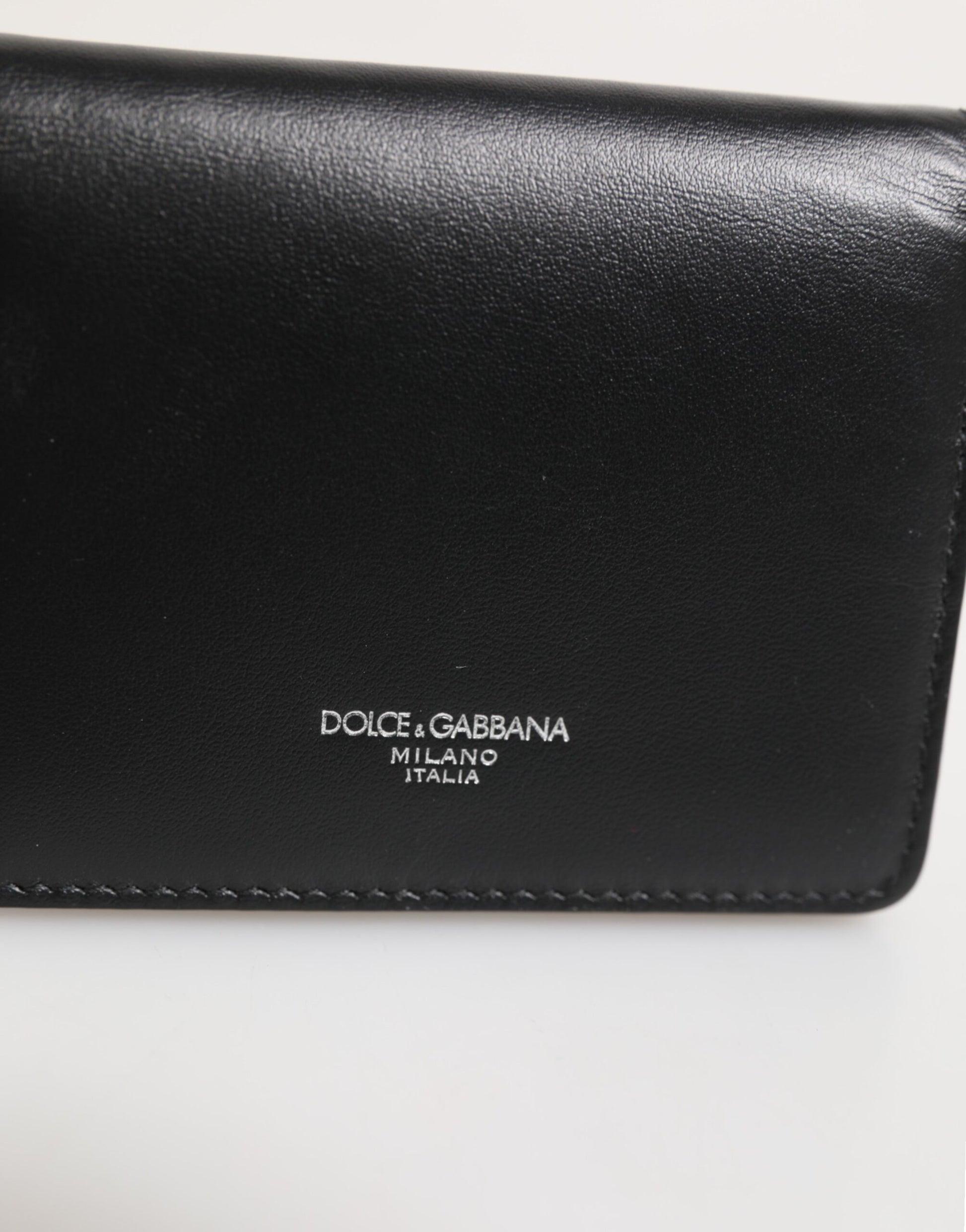 Dolce & Gabbana Black Leather DG Logo Bifold Card Holder for Men