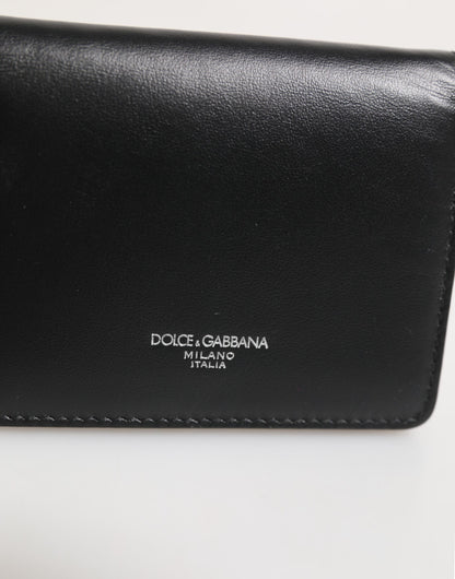 Dolce & Gabbana Black Leather DG Logo Bifold Card Holder for Men