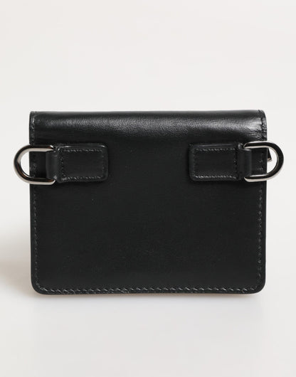 Dolce & Gabbana Black Leather DG Logo Bifold Card Holder for Men