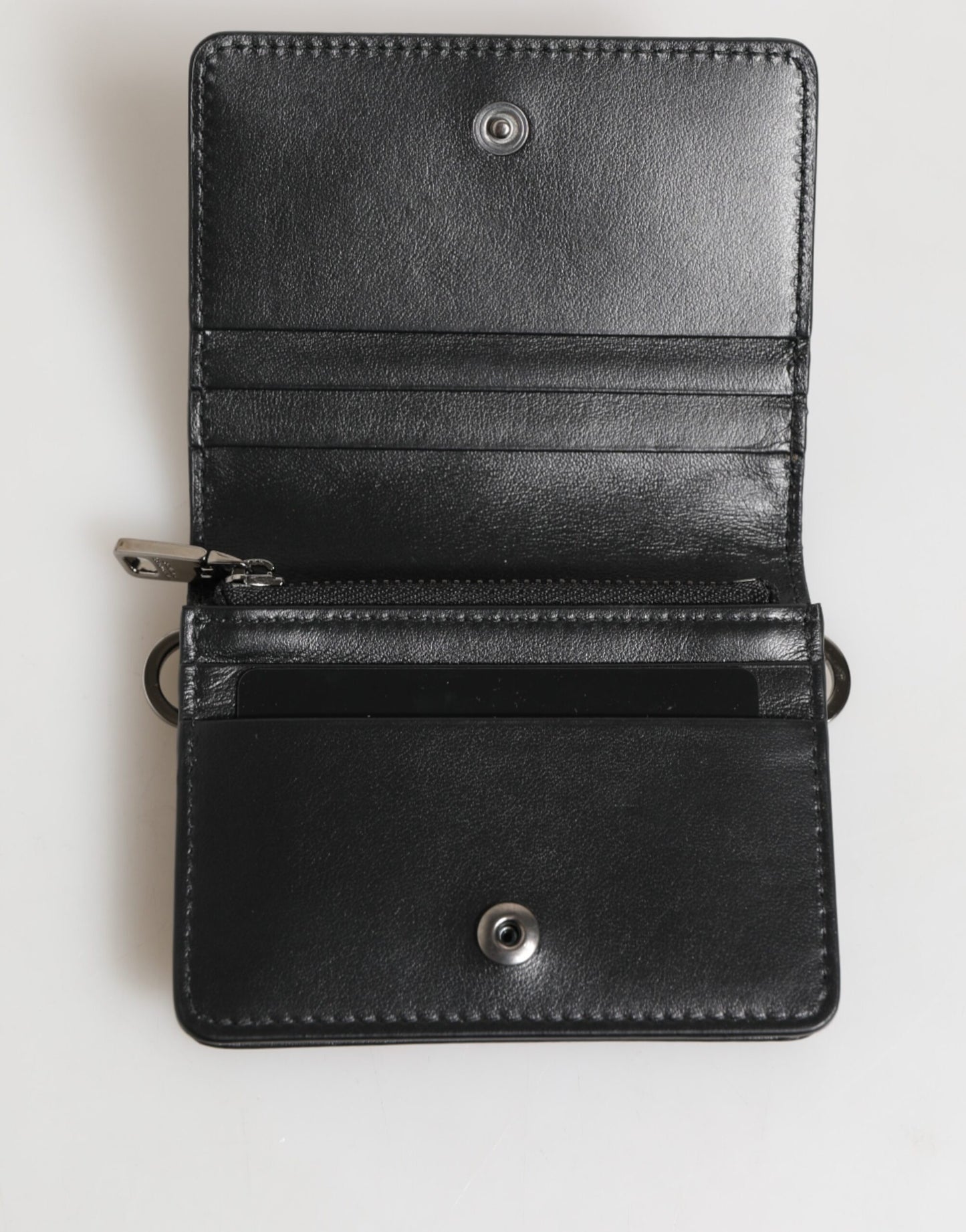 Dolce & Gabbana Black Leather DG Logo Bifold Card Holder for Men