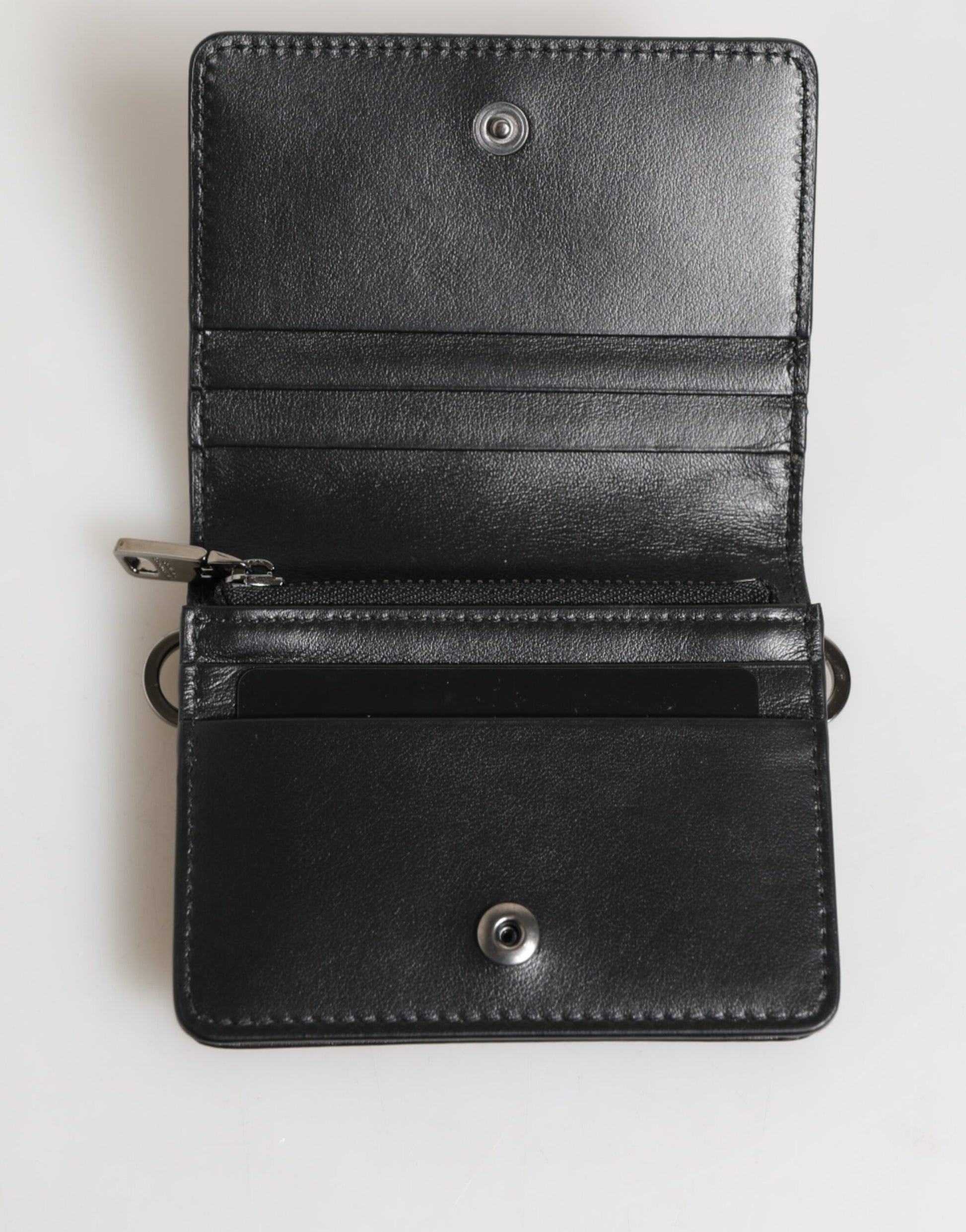 Dolce & Gabbana Black Leather DG Logo Bifold Card Holder for Men