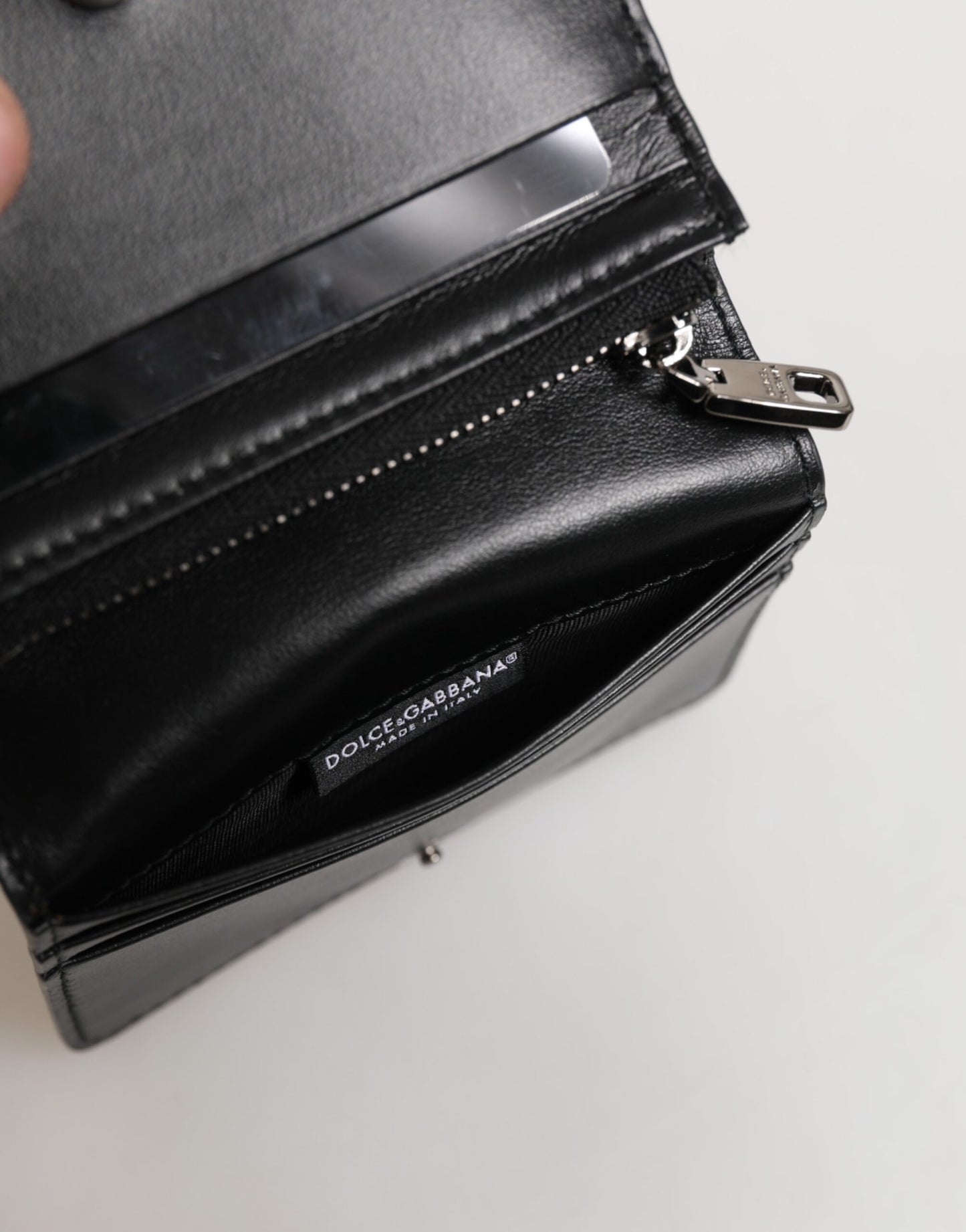 Dolce & Gabbana Black Leather DG Logo Bifold Card Holder for Men