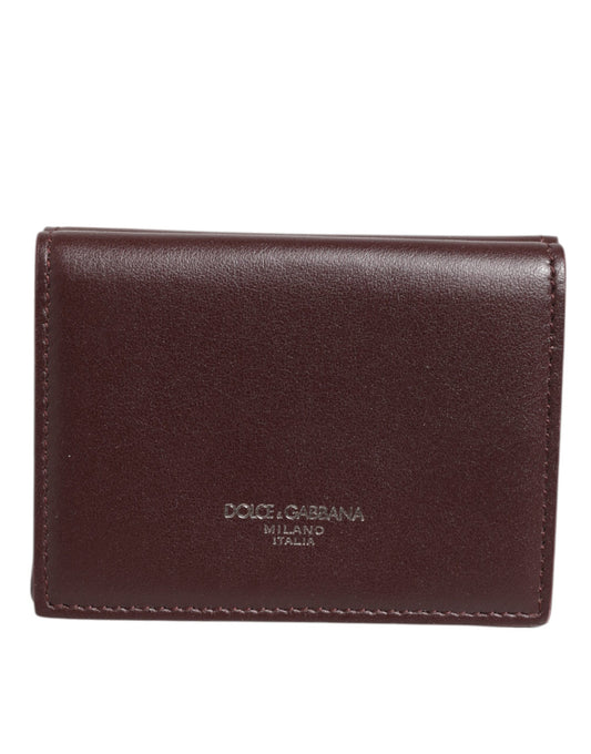 Dolce & Gabbana Leather Embossed Logo Trifold Men Card Holder - Dark Brown