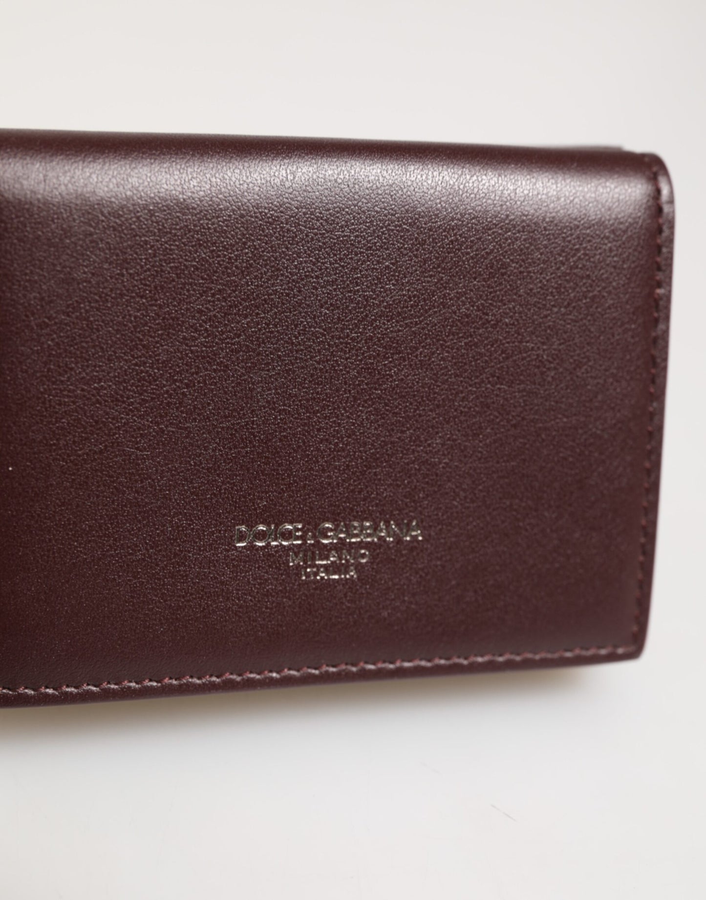 Dolce & Gabbana Leather Embossed Logo Trifold Men Card Holder - Dark Brown