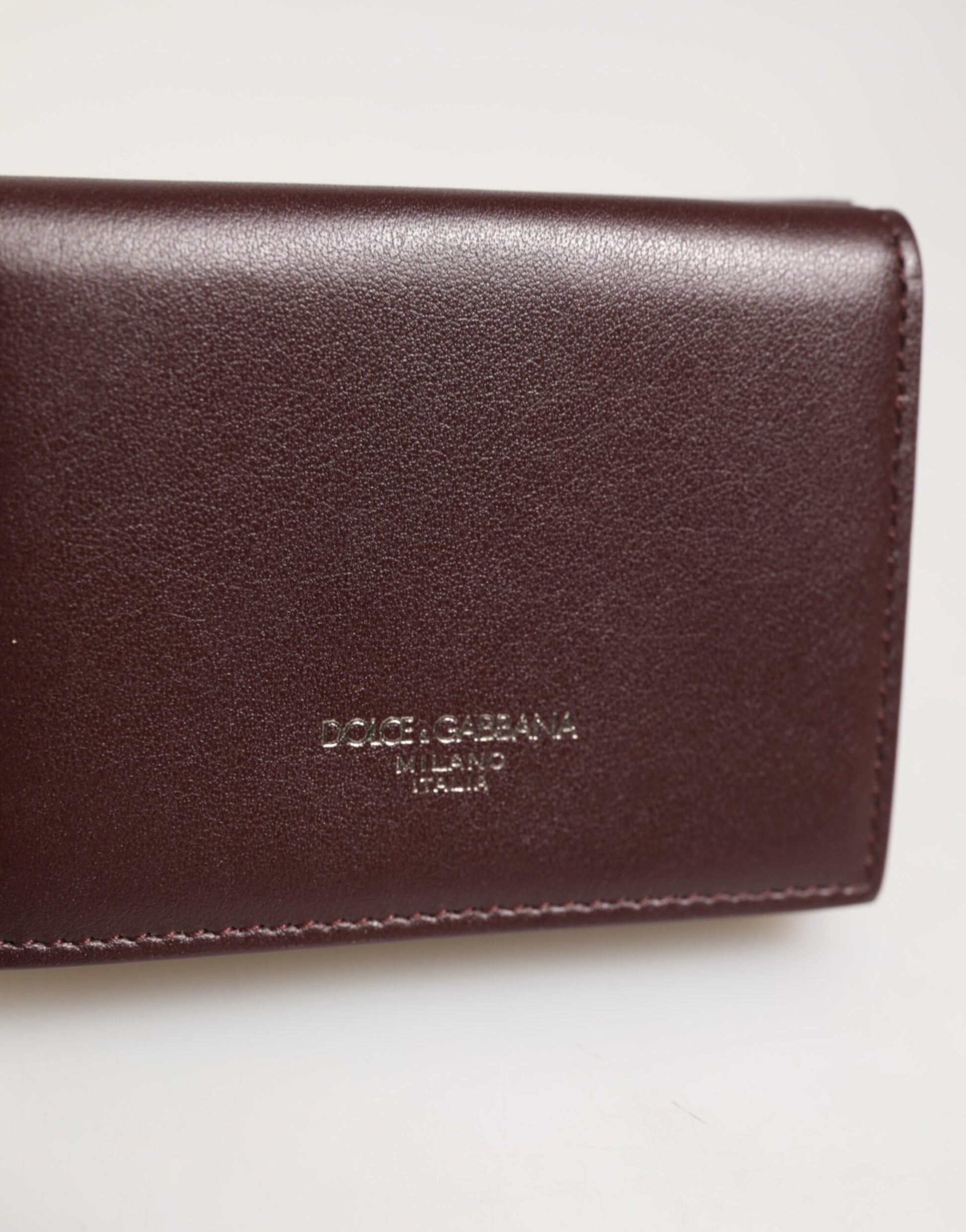 Dolce & Gabbana Leather Embossed Logo Trifold Men Card Holder - Dark Brown